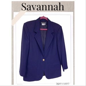 Savannah Blazer Vintage Deep Purple Wool Blazer / Coat Size 10